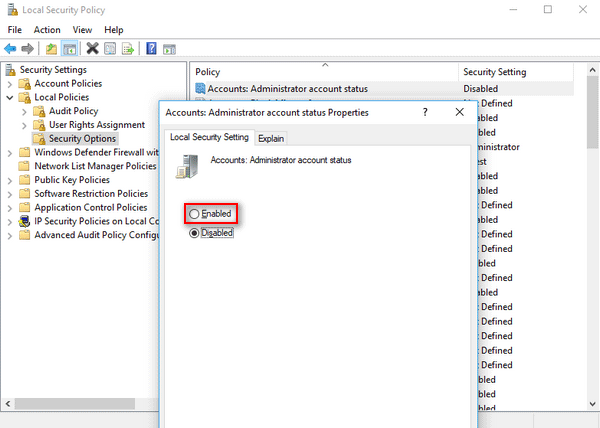 Local Security Setting