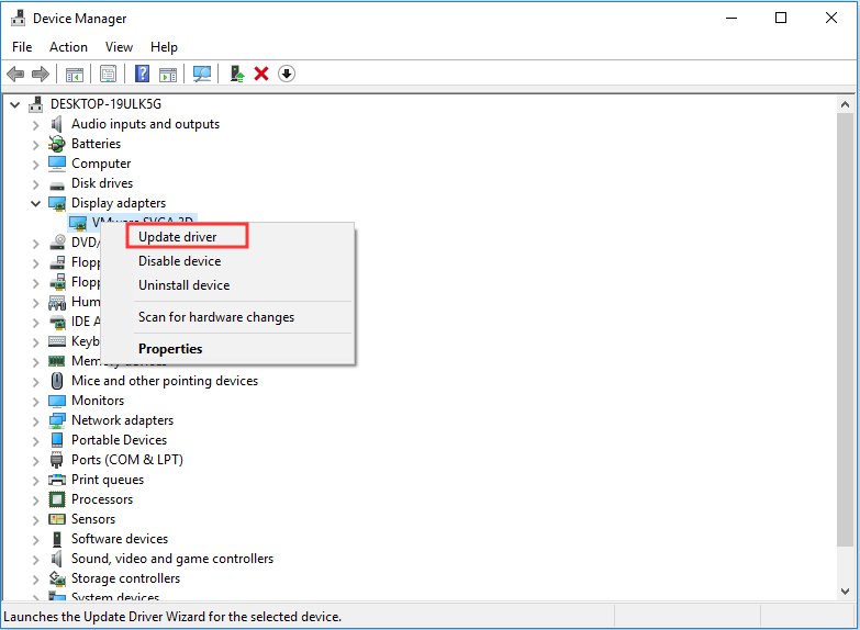 choose update driver to continue