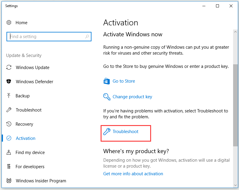 run the Windows Activation troubleshooter