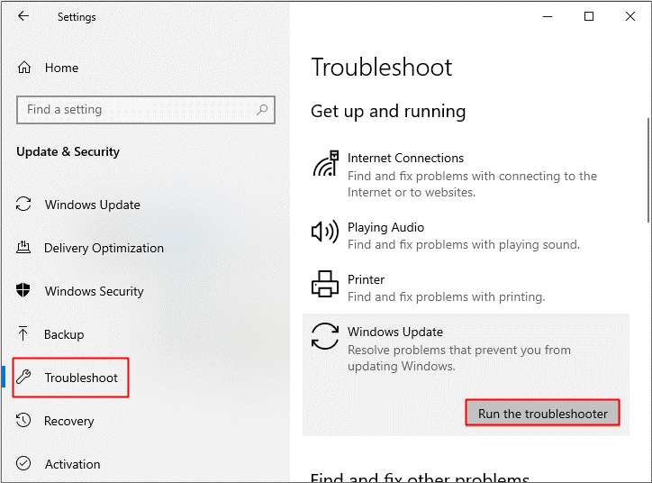 Run the troubleshooter