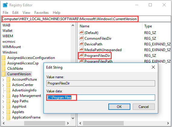 edit the Registry Editor