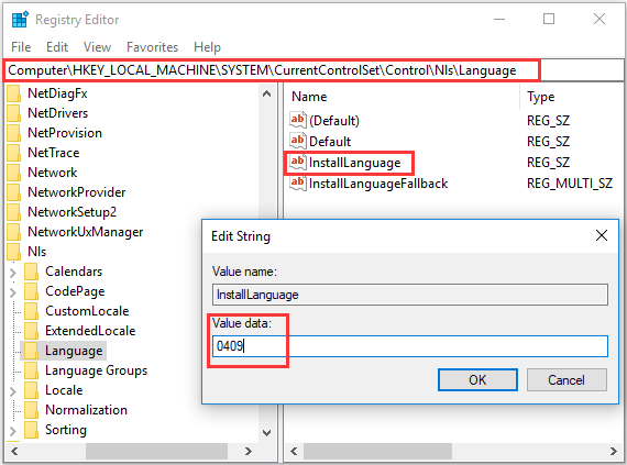 change Value data to 0409