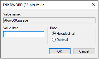 change value data to 1