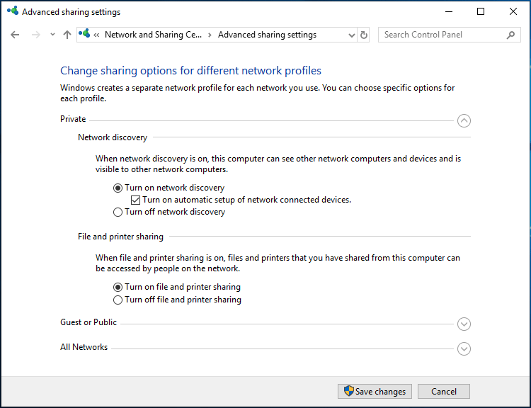 turn on network discovery