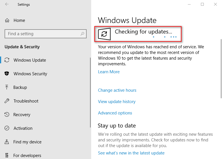 Checking for updates