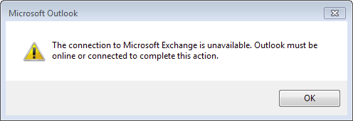 The connection to Microsoft Exchange is unavailable