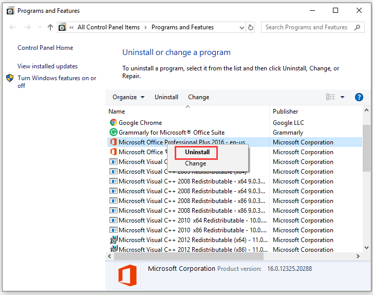 uninstall the applications related to Office 365