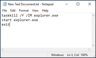 use a patch file to restart Explorer