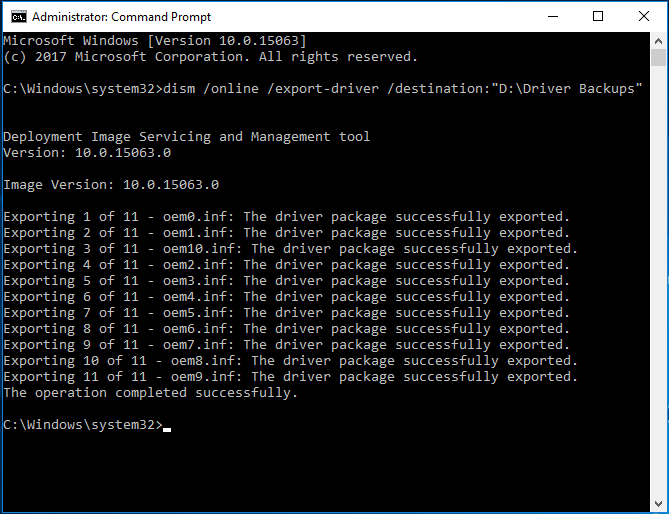backup drivers Windows 10 DISM