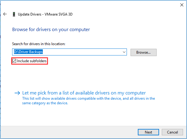 browse for drivers on your computer