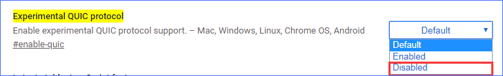 disable QUIC protocol