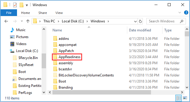 create the AppReadiness folder