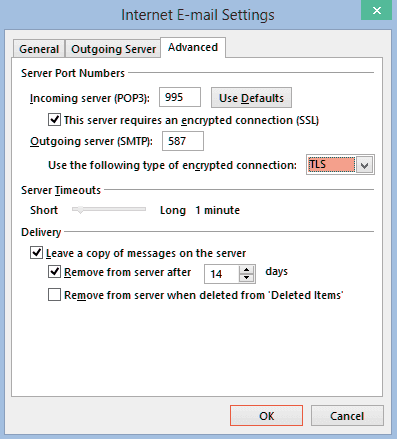 change the outgoing port to 587