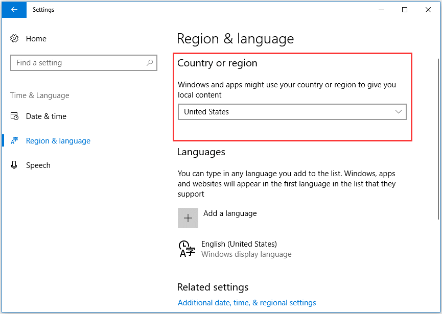 change the country or region 
