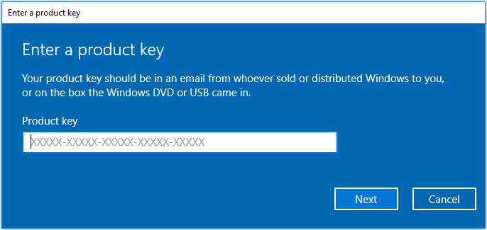 enter the product key