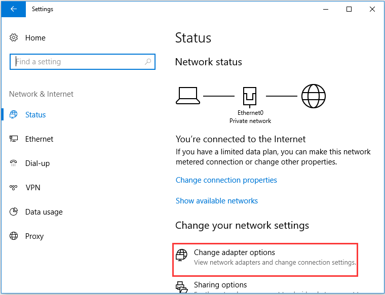 choose Change adapter options