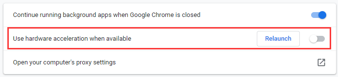 disable hardware acceleration in Chrome