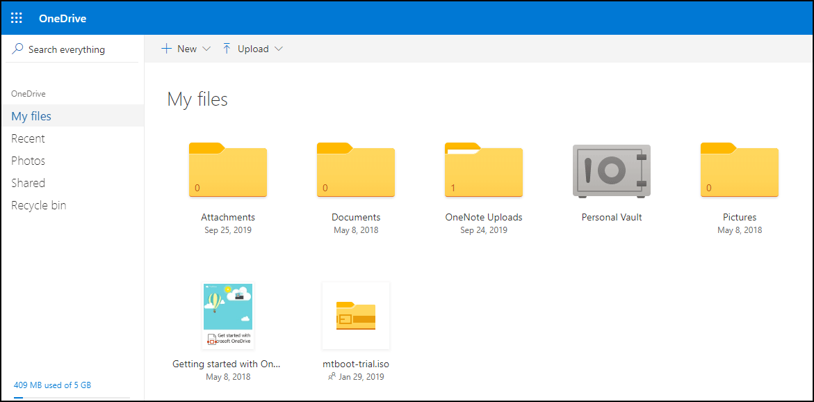 the file management of OneDrive