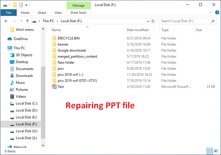 repairing PPT files