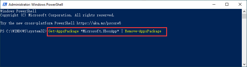 use PowerShell to remove Xbox from Windows 10