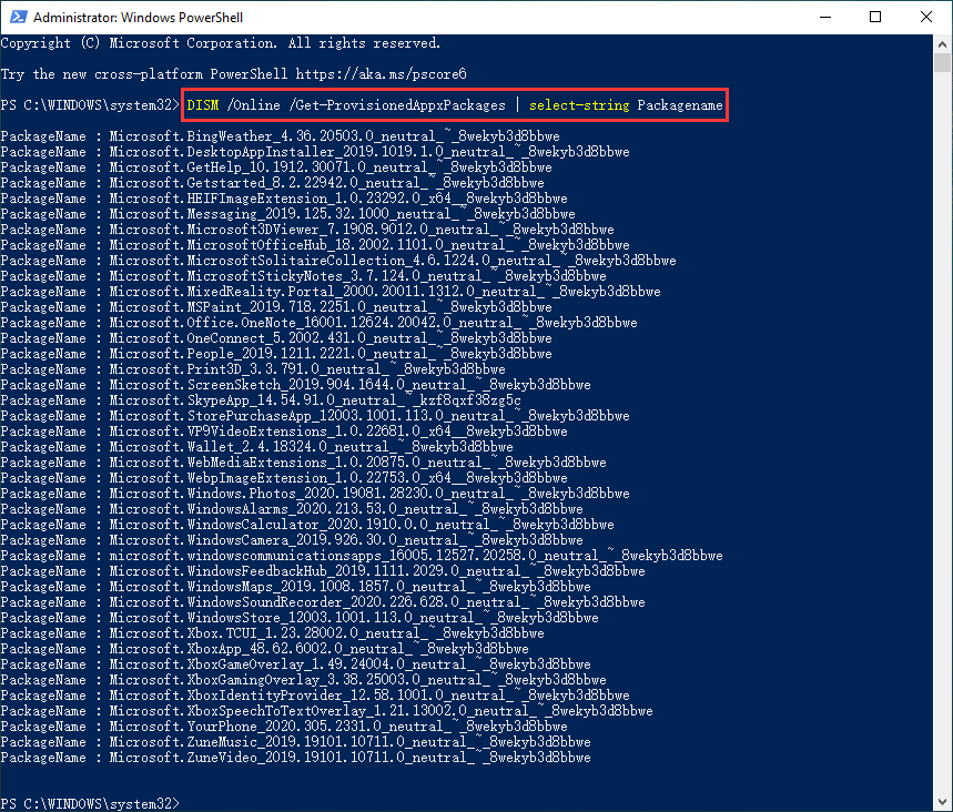 delete bloatware from Windows 10 using Windows PowerShell