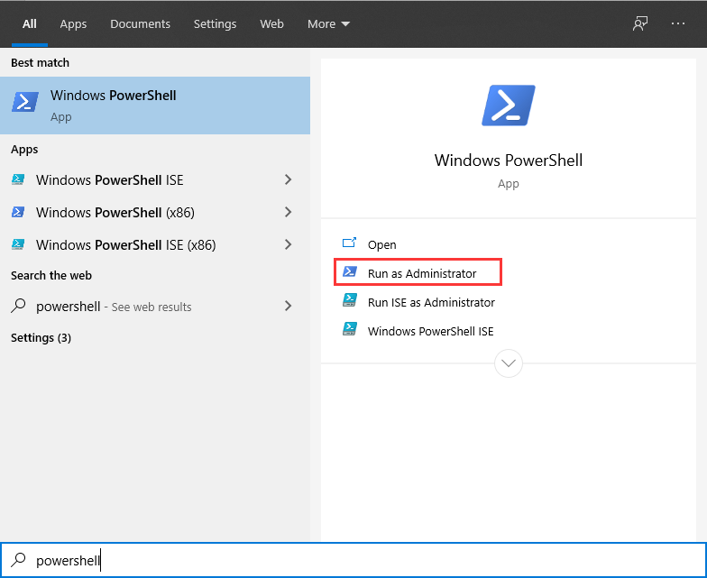 run PowerShell as administrator