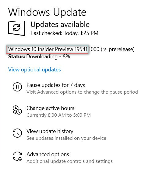 New Windows 10 preview build