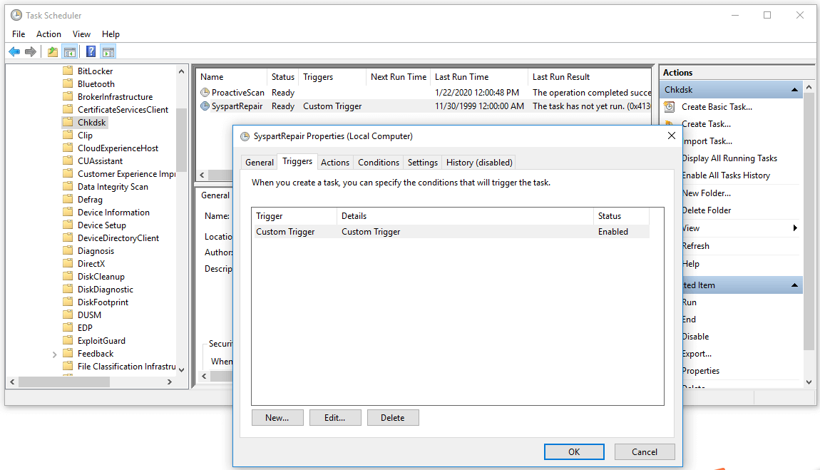 check if the scheduled task is enabled