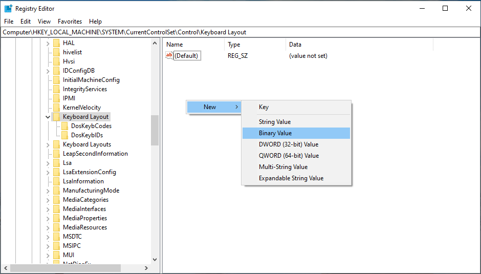 create a new Binary Value