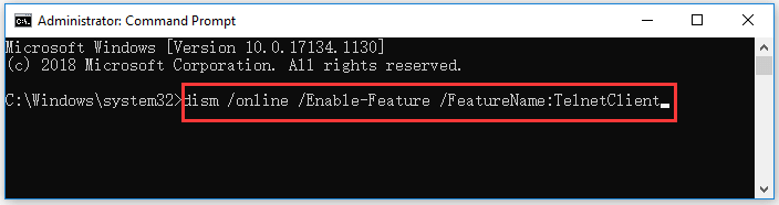 enable Telnet Windows 10 CMD