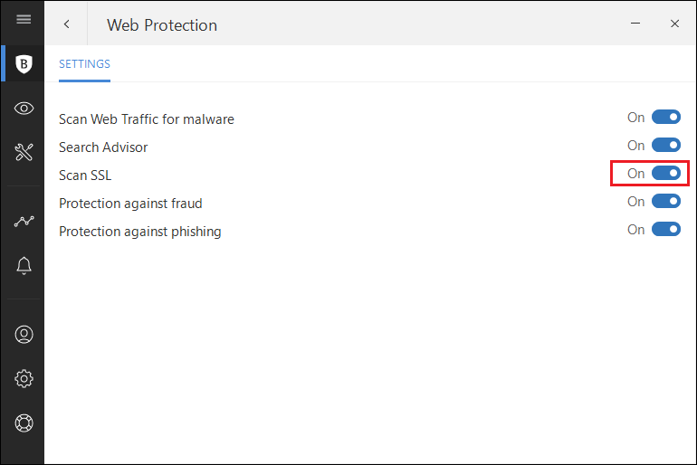 disable HTTPS inspection in BitDefender