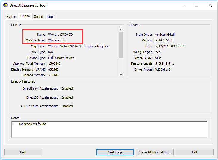 note down graphics driver and manufacturer