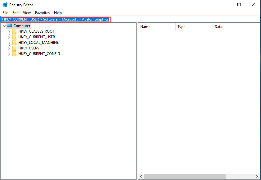 HKEY_CURRENT_USER > Software > Microsoft > Avalon.Graphics