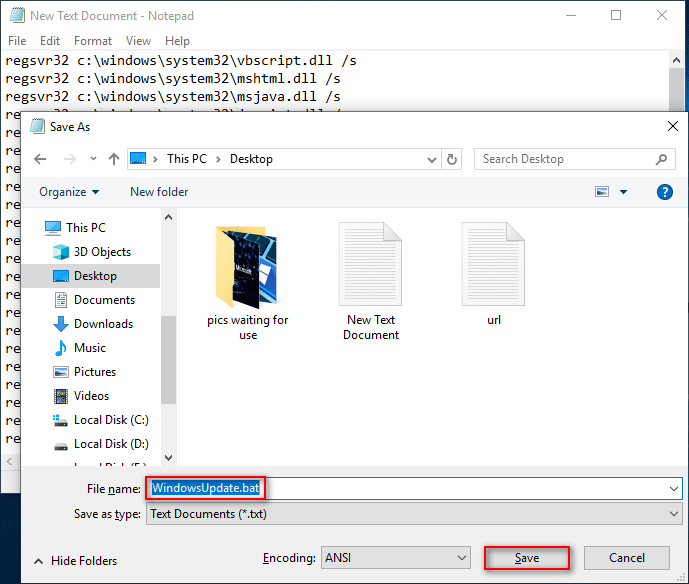 Save Notepad document