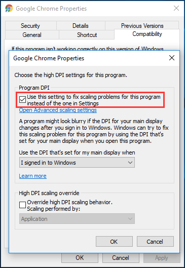 use this setting to fix scaling problems