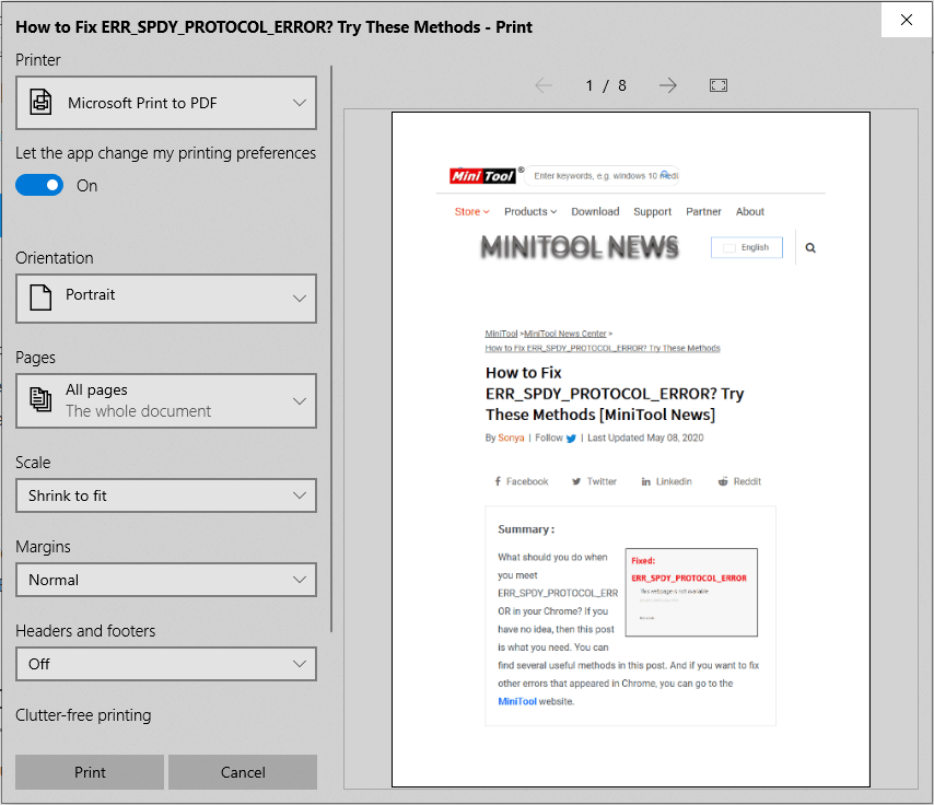 save a webpage as a PDF file on Microsoft Edge
