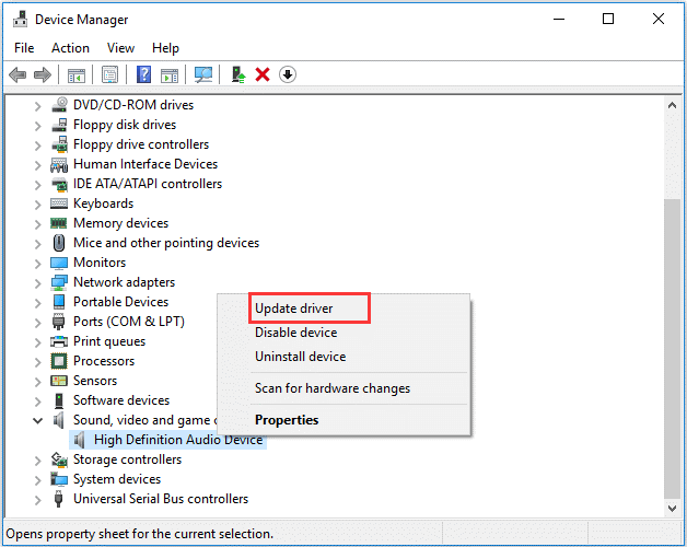 update your audio driver