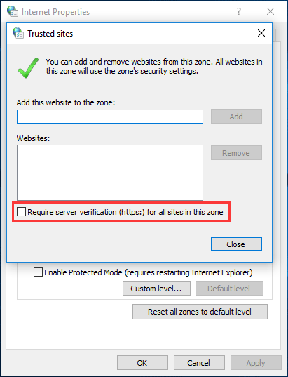 add a website to trusted sites