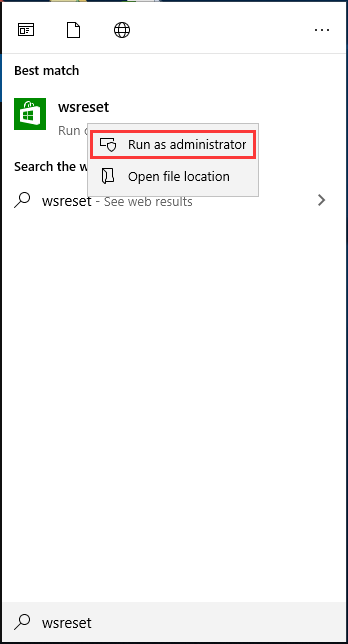 reset app using wsreset