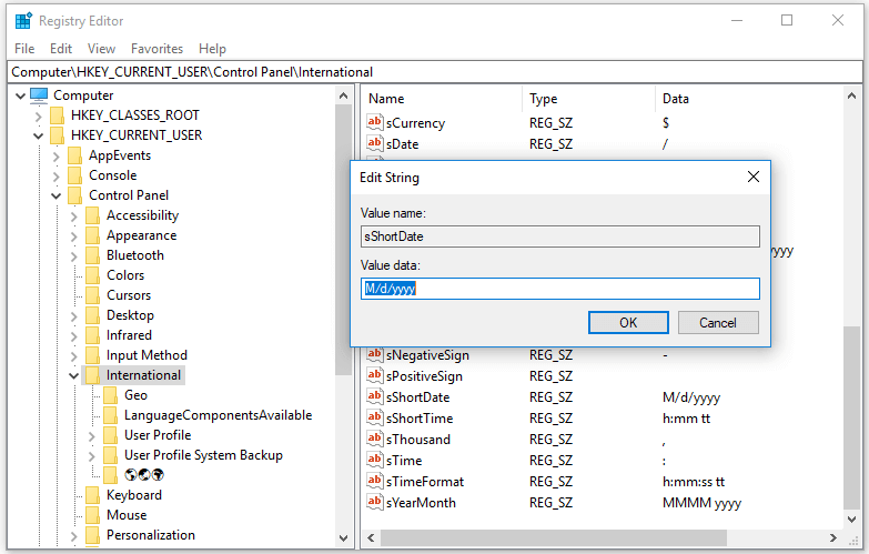 display day of week in Windows 10 system tray clock
