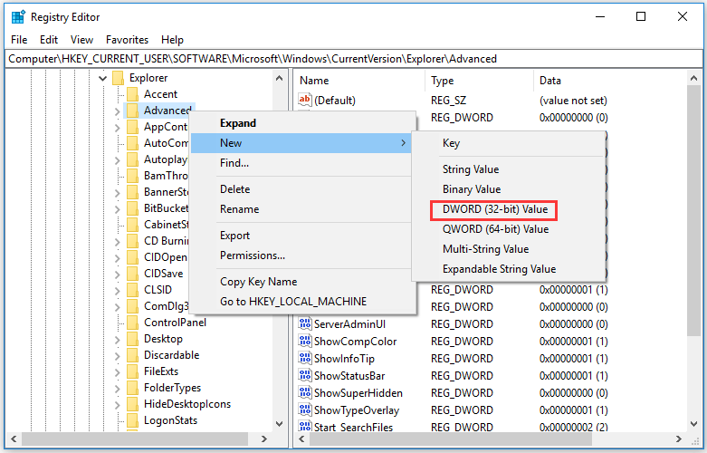 edit registry to show seconds in system clock Windows 10