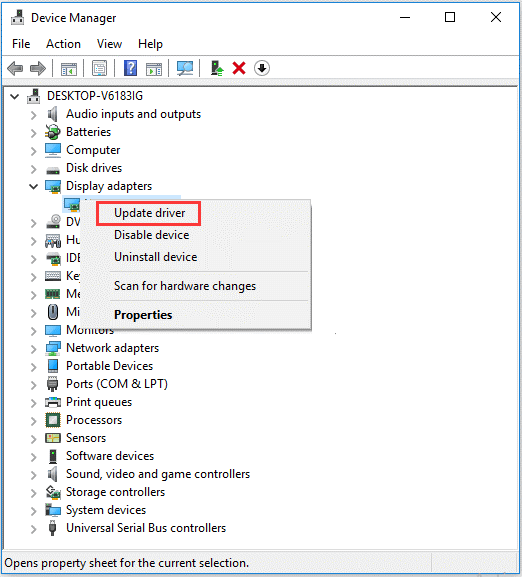 update your video driver