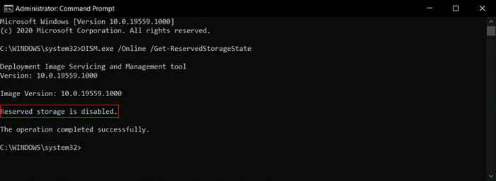 disable Reserved Storage