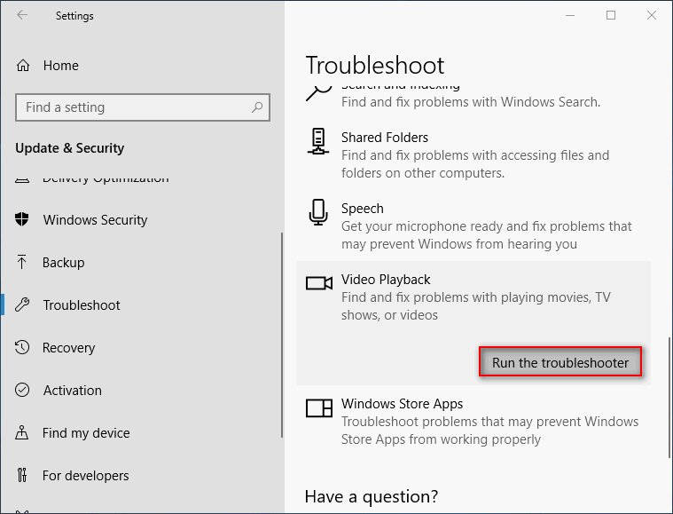Run the troubleshooter