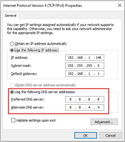 change the DNS servers