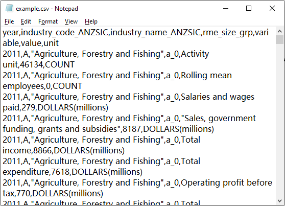 view the CSV file in Notepad