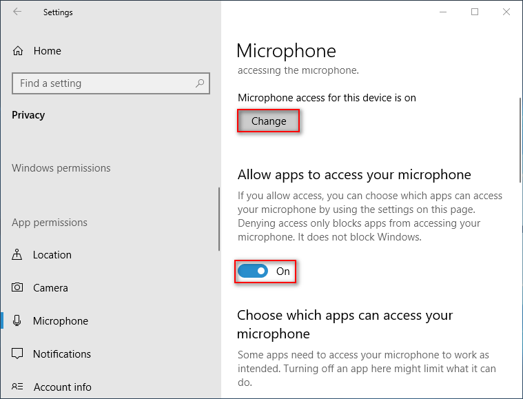 Microphone access for this device