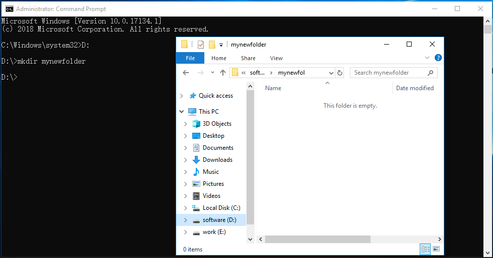 create a new directory in Command Prompt