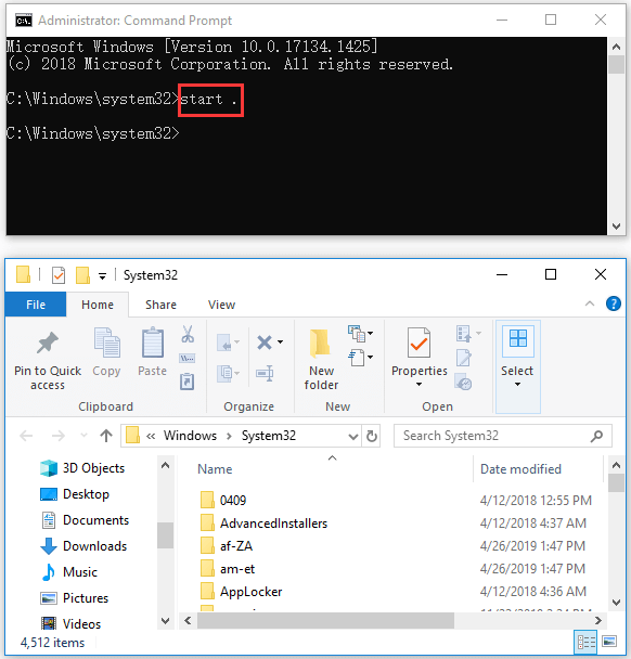 open File Explorer from cmd
