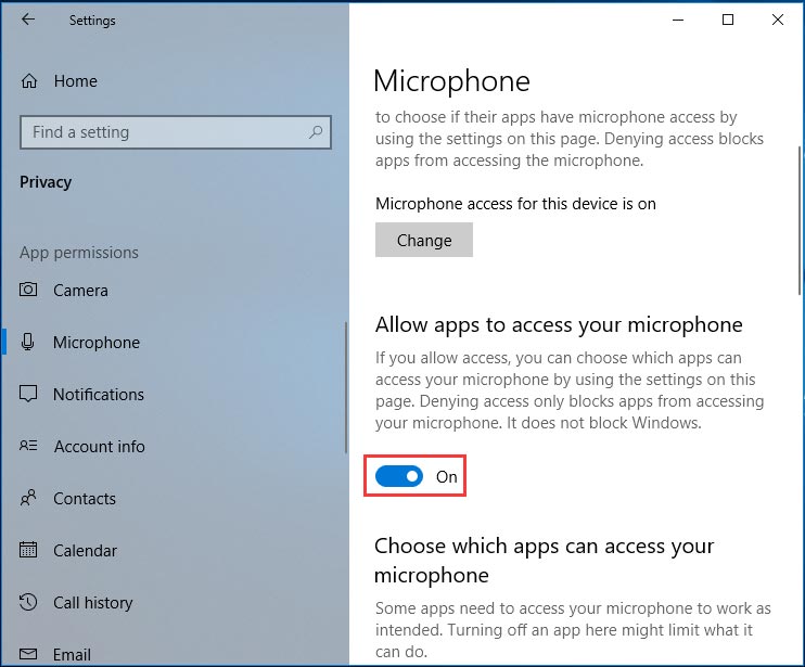 allow apps to access your microphone